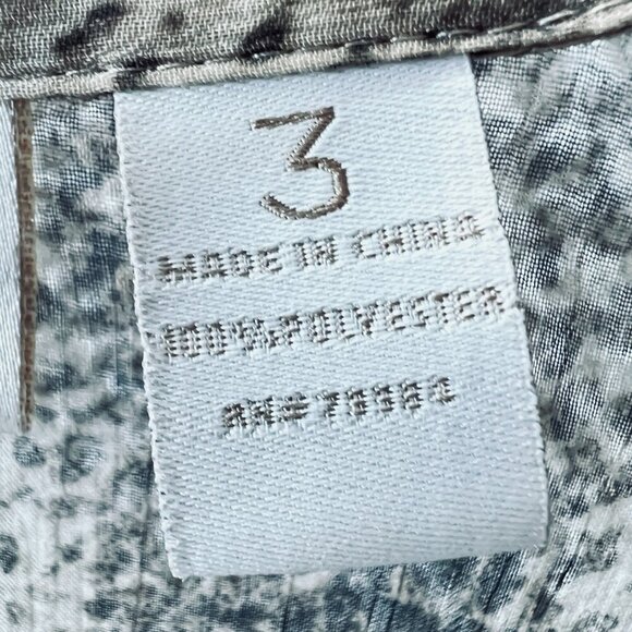 Chicos Womens Top 3 Extra Large Tan Brown Animal Print Button Front Shirt Sheer - Picture 6 of 11